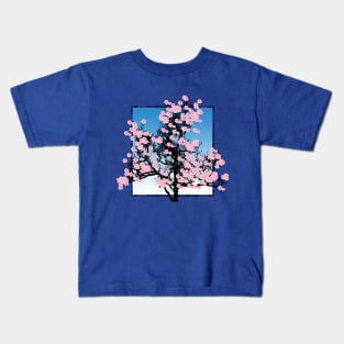 Cherry blossoms in blue Kids T-Shirt